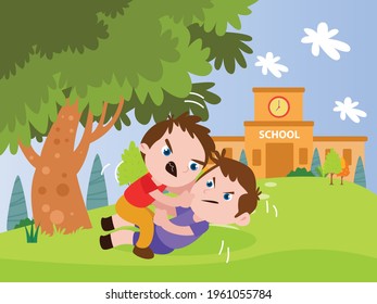 Boys Having Fight School Cartoon 2d Stock Vector (Royalty Free ...