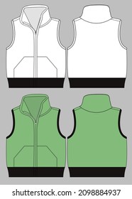 Boys high neck zipper sweatshirt Flat Sketch
