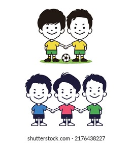 Boys holding hands illustrations - Vector	