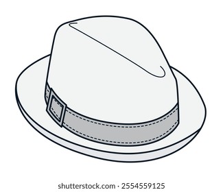 Boys Homburg hats vector design technical flat sketch by adobe illustrator.