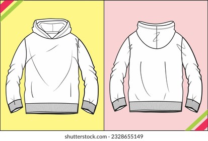 BOYS HOODIE SKETCH FASHION TEMPLATE TECHNICAL ILLUSTRATION