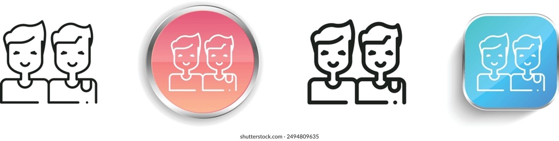 boys icon. Thin Linear, Regular and Button Style Design Isolated On White Background
