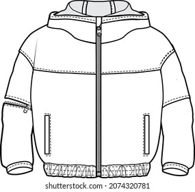 Boys Anorak Hooded Jacket Flat Sketch Stock Vector (Royalty Free ...