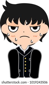 Boy's Japanese student Naughty impatient.This is a vector illustration.