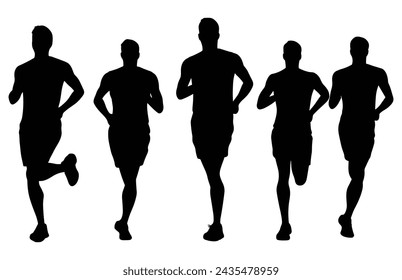 Boys jogging silhouettes, running people silhouette, Run concept.
