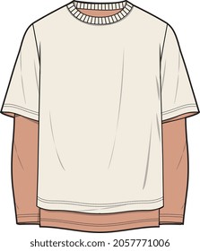 BOYS LAYERED TEE SHIRT WITH FULL SLEEVE VECTOR