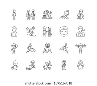 Boys line icons, signs, vector set, outline illustration concept 