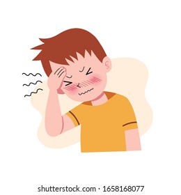 Boys or Man or People Having Headache. Migraine. Stress. Depression. Frustration and Anger Expression. Sickness Concept. Isolated. Vector Illustration in Flat Cartoon Style. Health and Medical. EPS 10