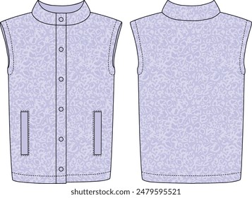 BOYS AND MAN WEAR SLEEVELESS FUR BOMBER JACKET FRONT AND BACK VECTOR ILLUSTRATION