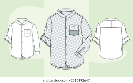 Boys mandarin collar shirt  illustration