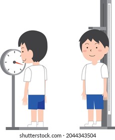 Boys measuring height and weight