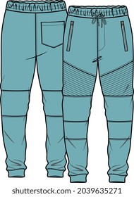 BOYS AND MEN BOTTOM WEAR JOGGERS AND TROUSERS FRONT AND BACK VECTOR