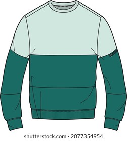 BOYS AND MEN SWEAT TOP SWEATER WITH ZIP ON SLEEVE VECTOR ILLUSTRATION