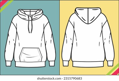 BOYS MENS HOODIE TECHNICAL FASHION FLAT SKETCH