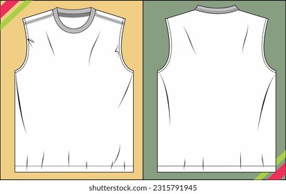 BOYS MENS TANK TOPS TECHNICAL FASHION FLAT SKETCH