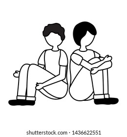boys with mental disorder psychological depressed vector illustration