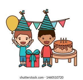 boys with party hat in birthday celebration