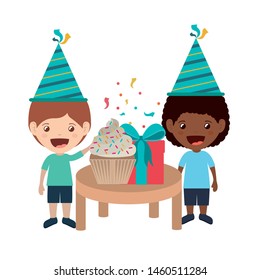 boys with party hat in birthday celebration