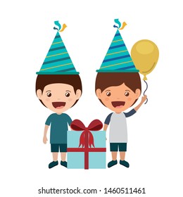boys with party hat in birthday celebration