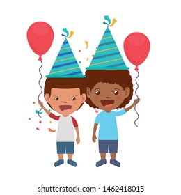 boys with party hat in birthday celebration