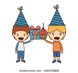 boys with party hat in birthday celebration