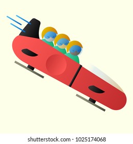 boys play bobsled character,colorful winter sports,cute cartoon isolated,vector illustration for presentation,web content