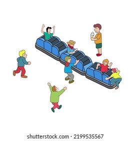 boys play train together vector illustration