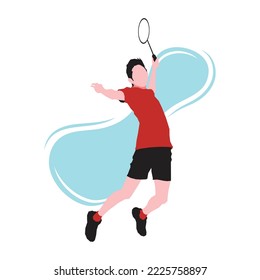 boys playing badminton vector illustration isolated on white background. Friends sport fun. Badminton players in action. 