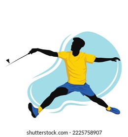 boys playing badminton vector illustration isolated on white background. Friends sport fun. Badminton players in action. 