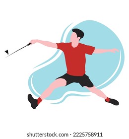 boys playing badminton vector illustration isolated on white background. Friends sport fun. Badminton players in action. 