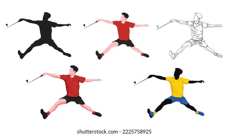 boys playing badminton vector illustration isolated on white background. Friends sport fun. Badminton players in action. 