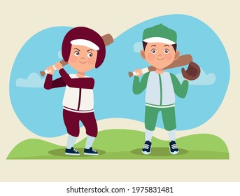 boys playing baseball in the camp