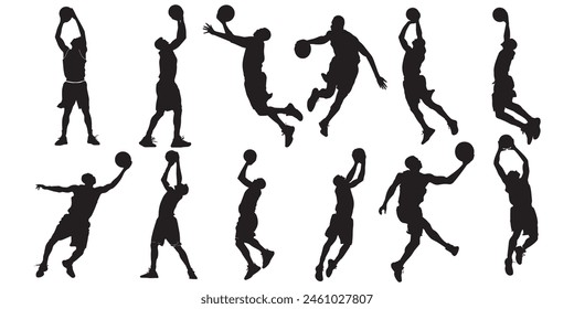 Boys Playing Basket Ball Silhouette