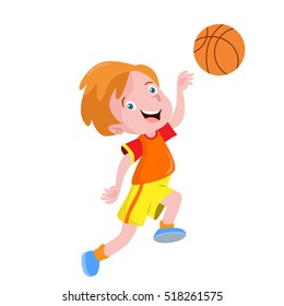 Boys Playing Basketball Sport Vector Illustration