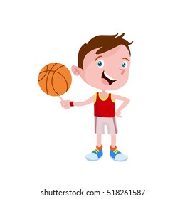 Boys Playing Basketball Sport Vector Illustration