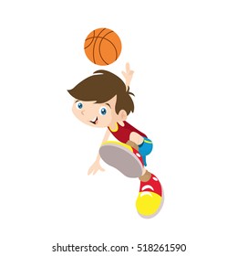 Boys Playing Basketball Sport Vector Illustration