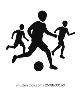 Boys playing football silhouette vector 