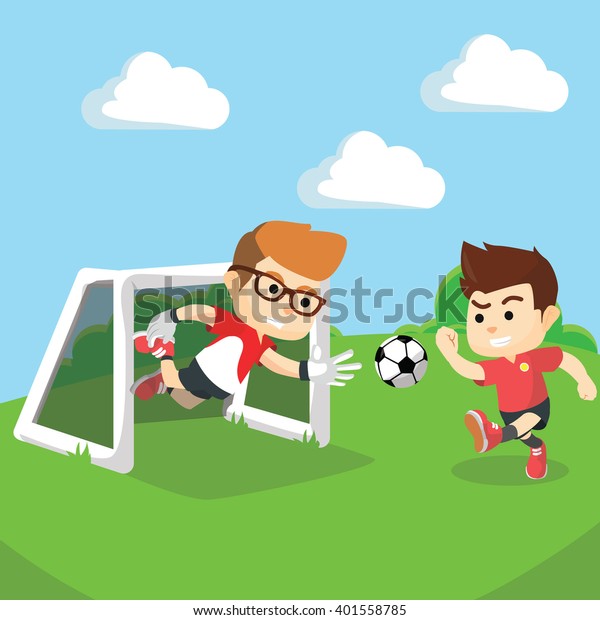 Boys Playing Football Together Stock Vector (Royalty Free) 401558785 ...