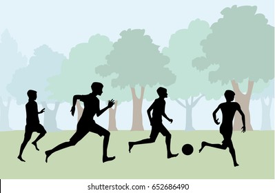 Boys are Playing Football - Vector