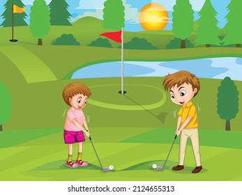 Niños jugando golf en Golf Play Ground