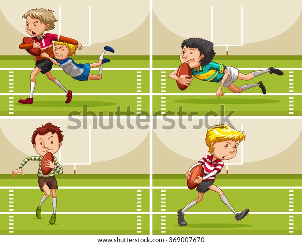 Boys Playing Rugby Field Illustration Stock Vector (Royalty Free ...