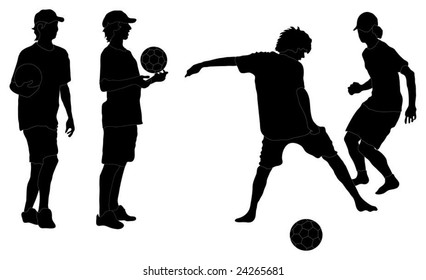 Boys playing soccer - Silhouettes