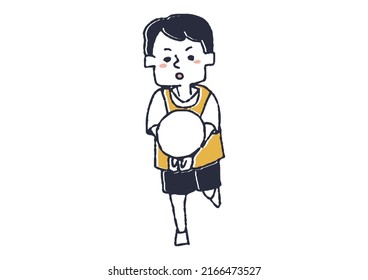 Boys playing volleyball Children who move their bodies and play vigorously