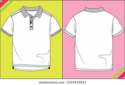 BOYS POLO TET FLAT SKETCH PLANTILLA DE MODA ILUSTRACIÓN TÉCNICA