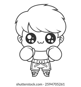 Boys prepare for boxing match, for coloring