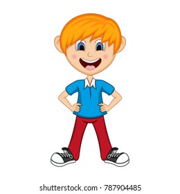 Boys put his hands on his hips Cartoon vector