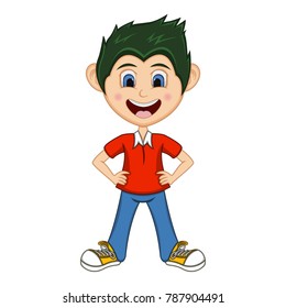 Boys put his hands on his hips Cartoon vector
