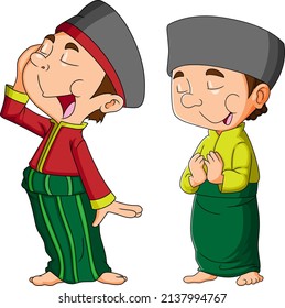The boys are ready for pray in the mosque of illustration