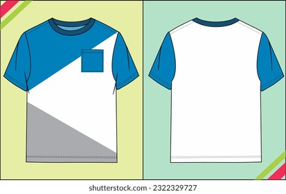 BOYS REGULAR SHORT SLEEVE CUT AND SEW TEE FLAT SKETCH FASHION TEMPLATE TECHNICAL ILLUSTRATION