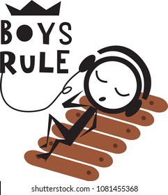 boys rule doodle vector